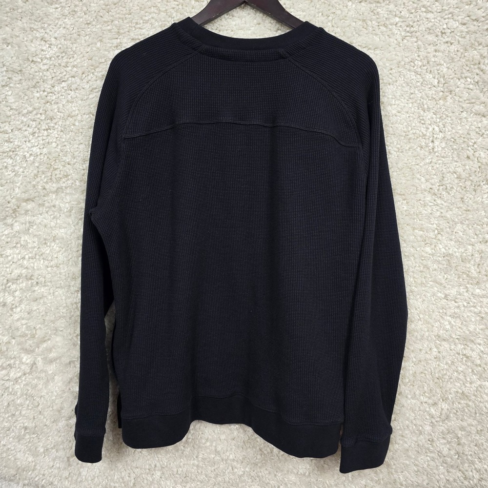 Municipal Pullover Mens XXL Black Waffle Thermal Long Sleeve Crew Neck Side Zip - Picture 4 of 9